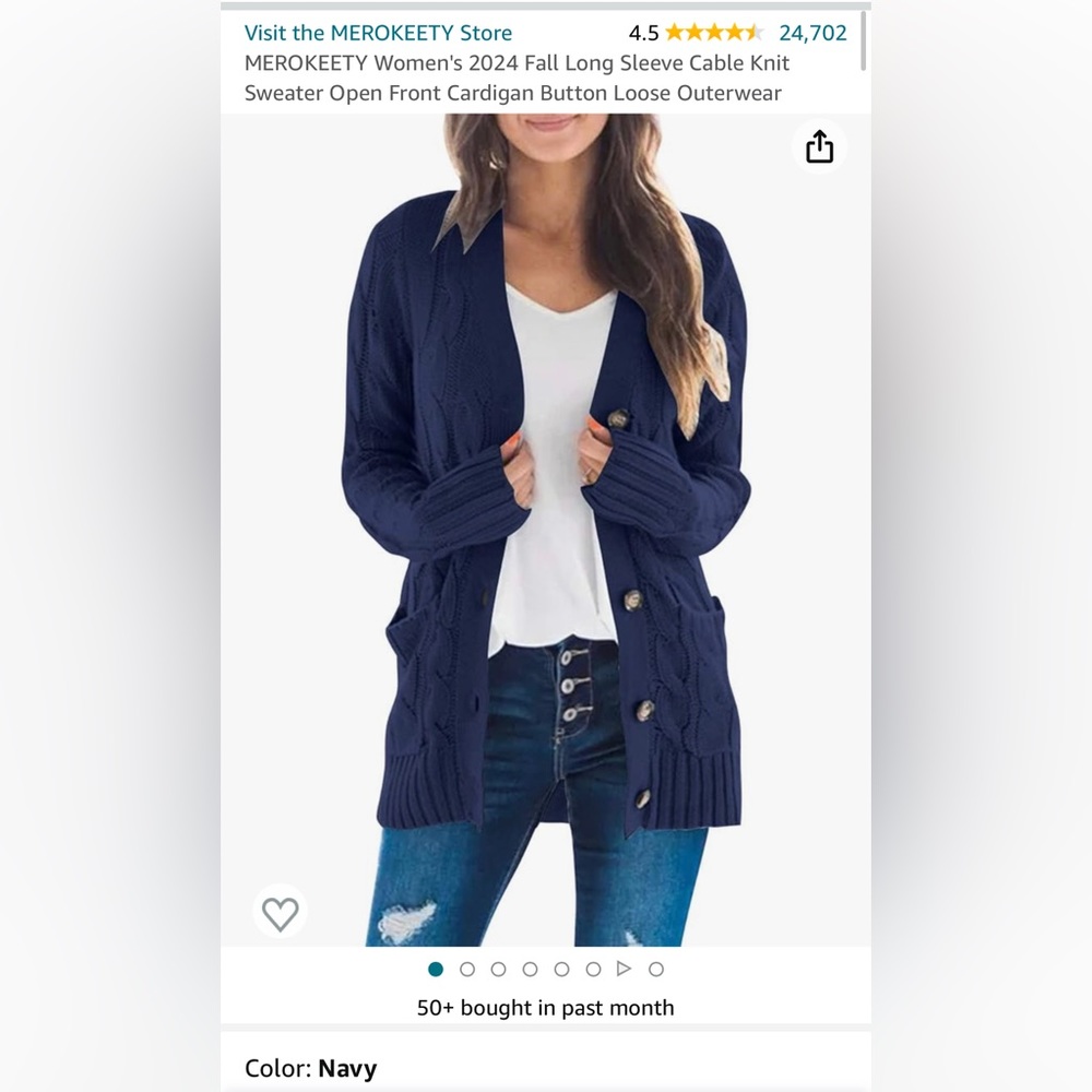 Meerokeety Navy Blue Cardigan